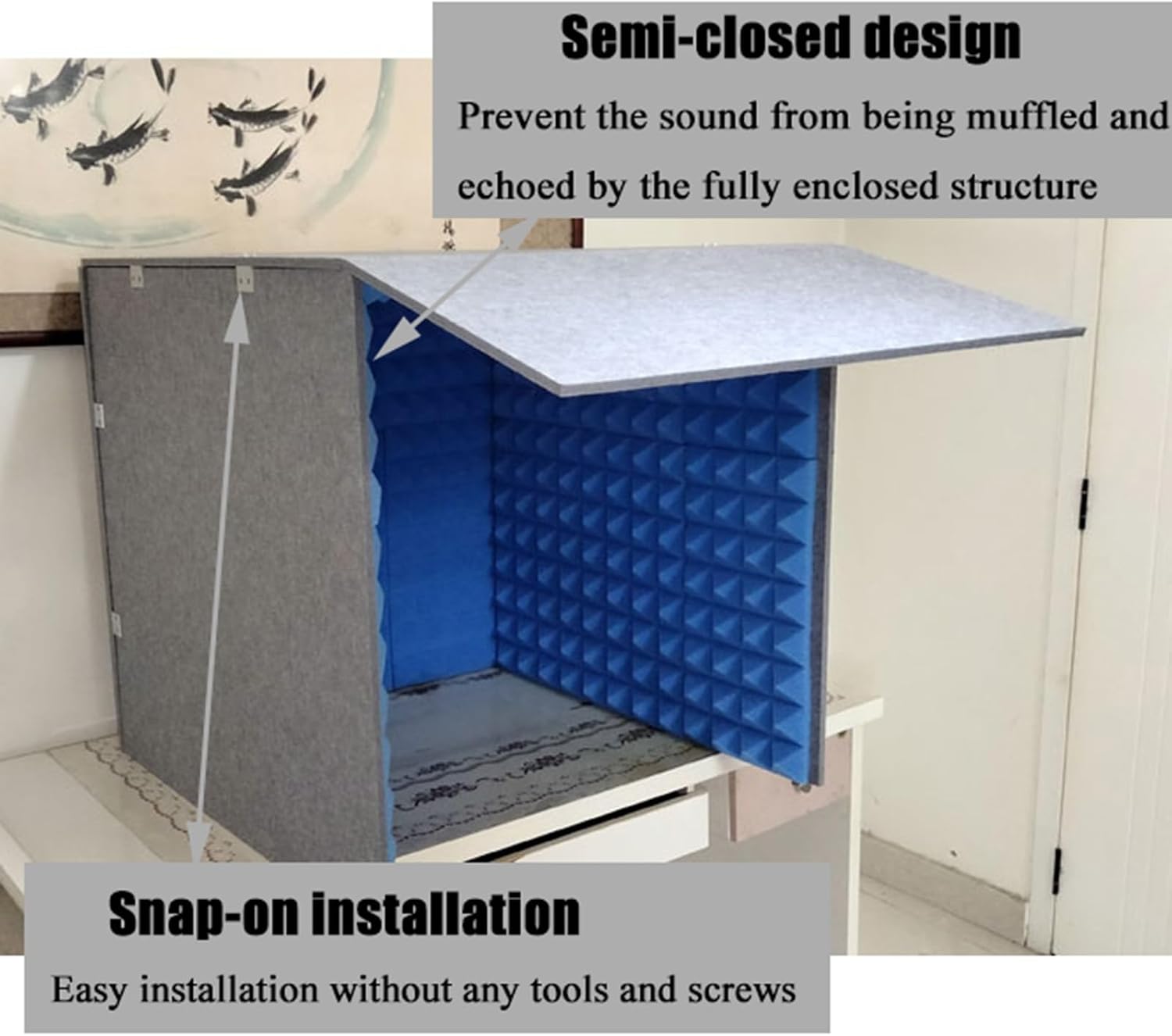 Desktop Soundproofing Cover, Microphone Isolation Cover, Portable Home Recording Studio, for Studio, Office (Red)