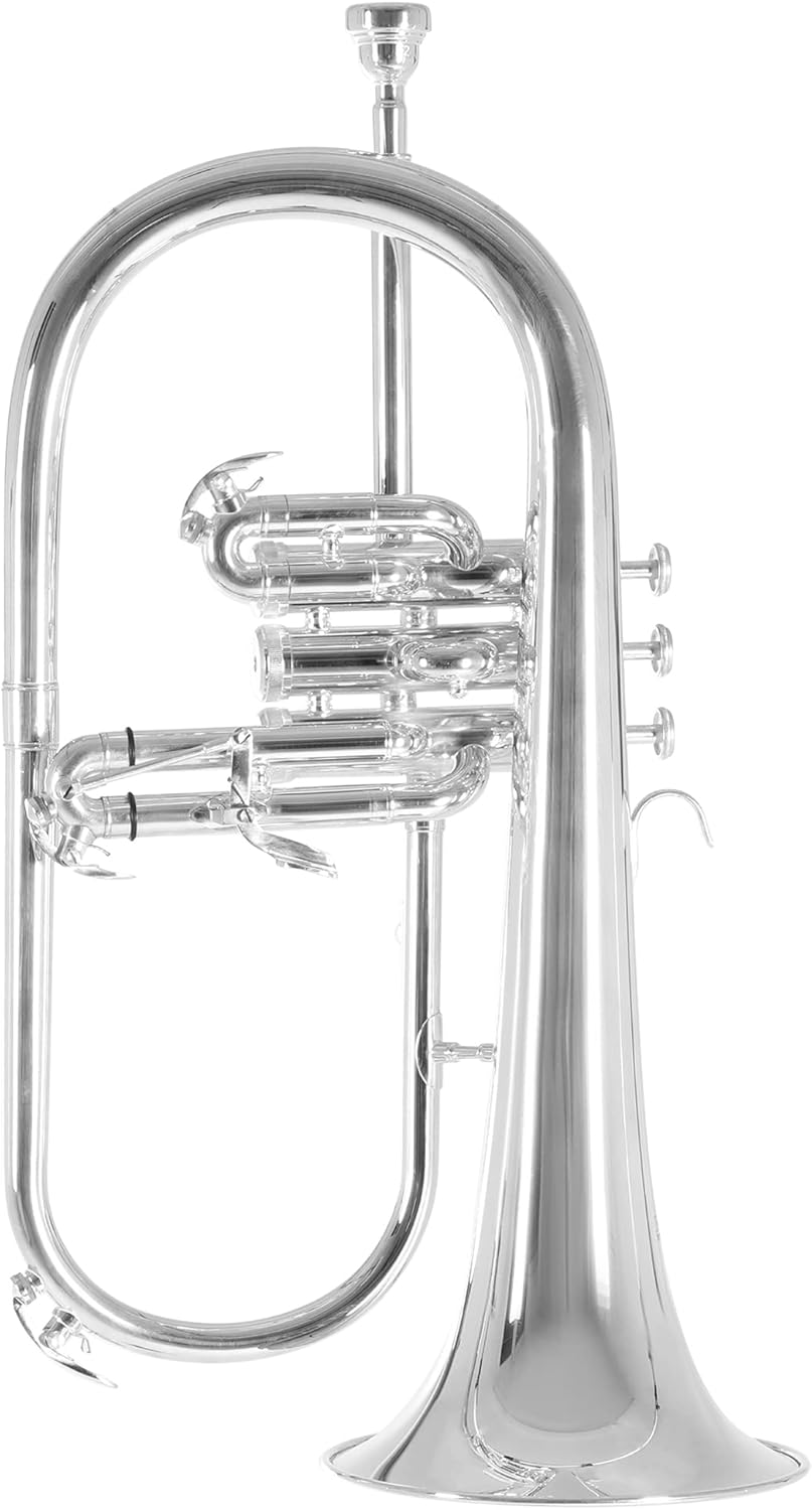Bb Flugelhorn MOD.FH-302S plated finish, brass branch, incl. light rectangular case, Gold,Silver (RB701097)