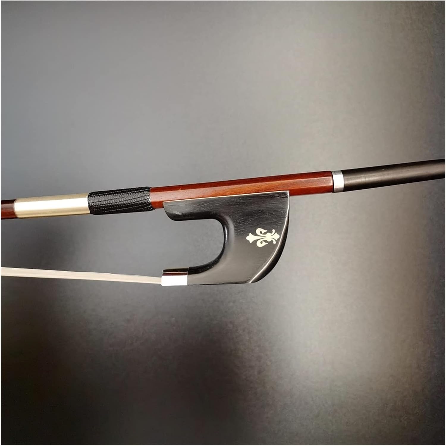 TSTS Bass Bow Brazilwood Round Stick Ebony Frog with Flower Nickel Silver Parts Full Size Violin Bow (Color : 4/4)