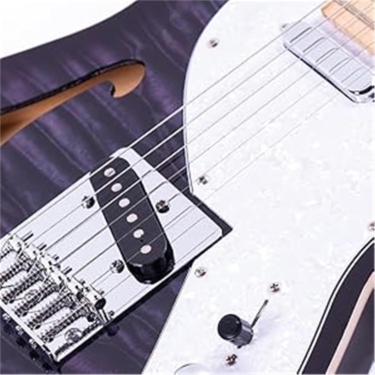 Beginner Electric Guitar Kits Semi Hollow Body Single F Hole Printed Electric Guitar Full Size Basswood With Maple Neck Chrome Hardware
