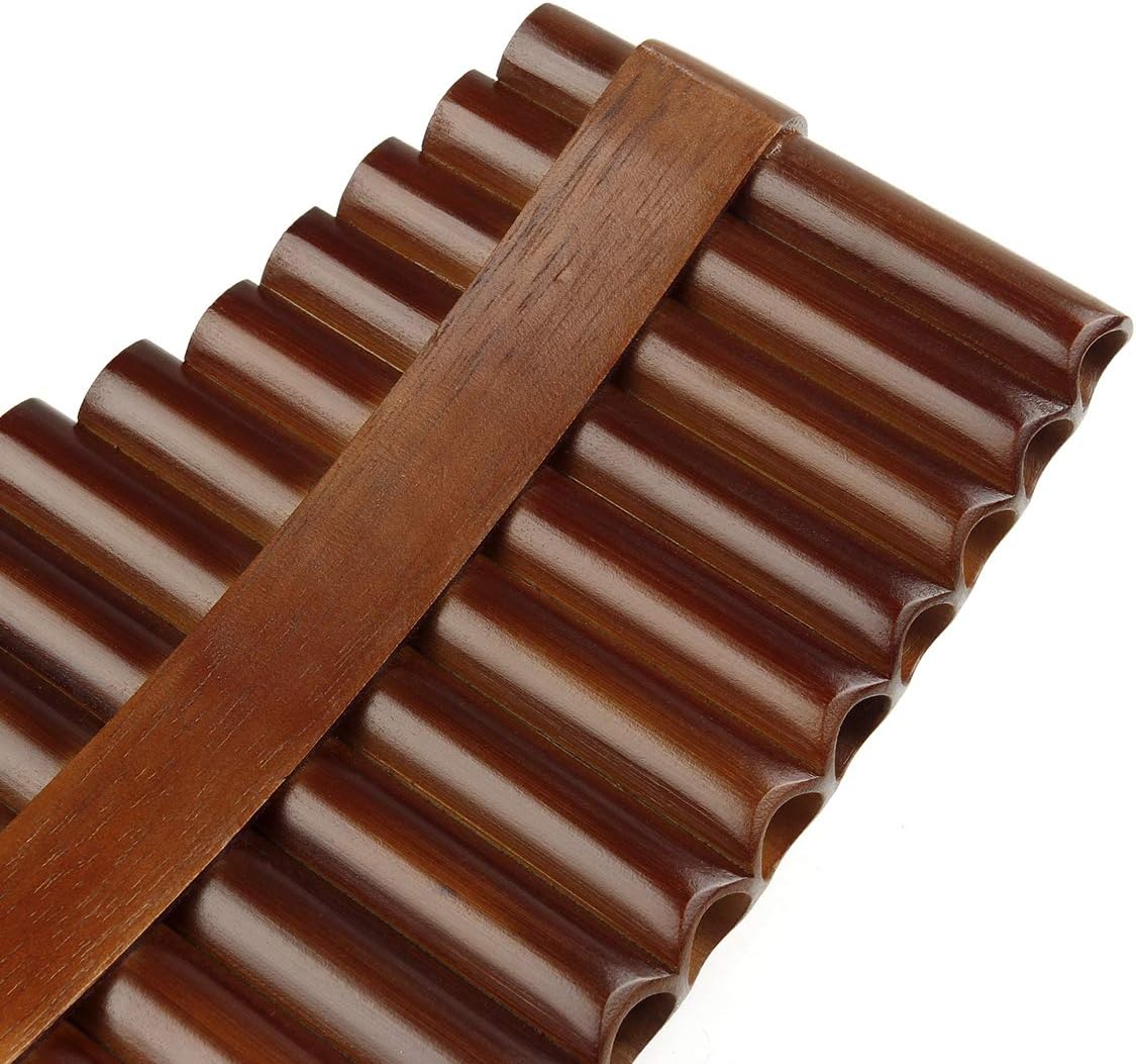 18 Pipes Pan Flute F Key Chinese Traditional Musical Instrument Brown Panpipe (18 right hand)