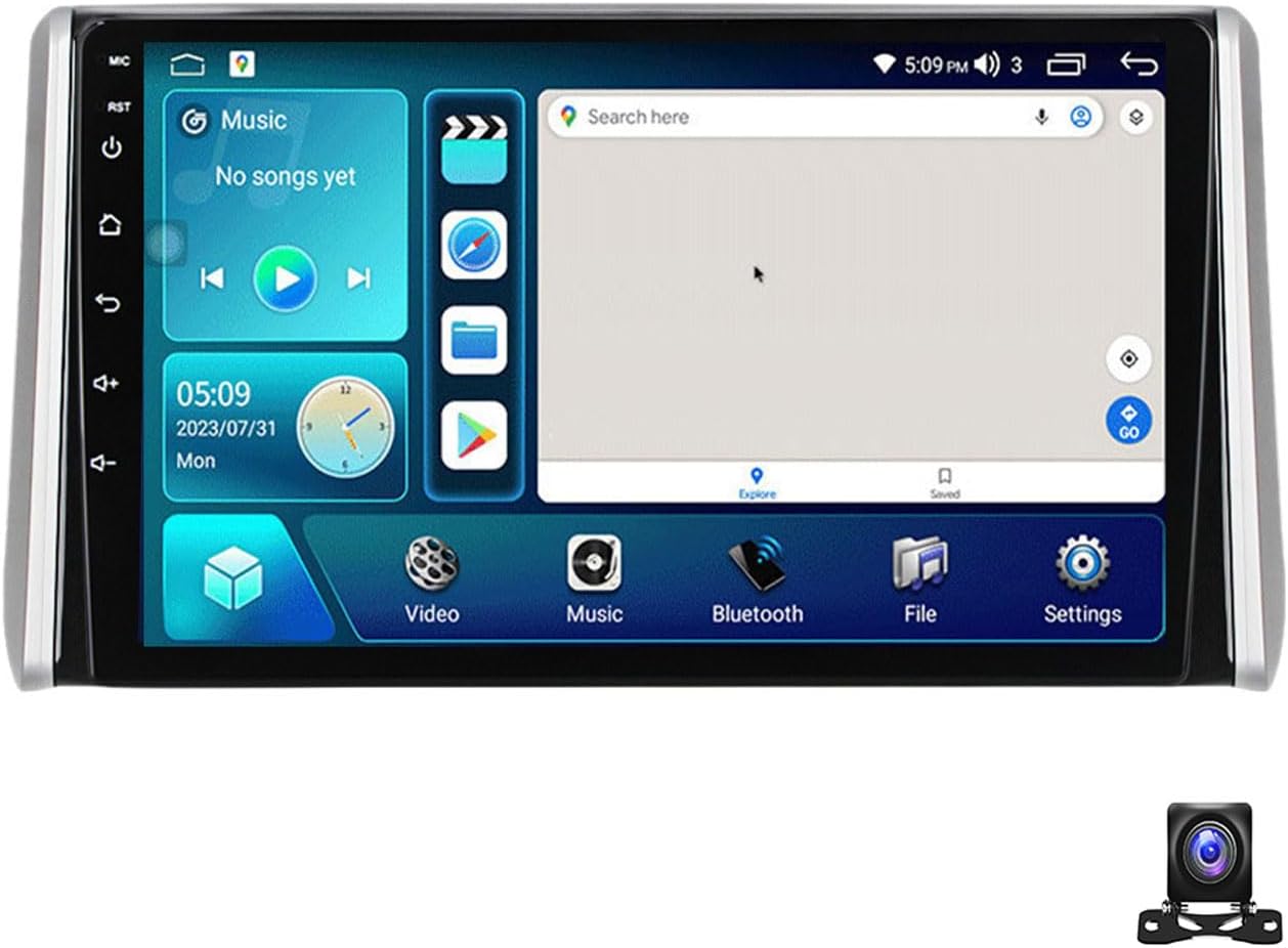 Double Din Car Stereo Bluetooth MP5 Player with Carplay/Auto, 9 Inch Touchscreen Radio Receiver with AHD Backup Camera, for Toyota RAV4 2018~2020 Support 4G/SWC/DSP,4 core m100s 1g+32g