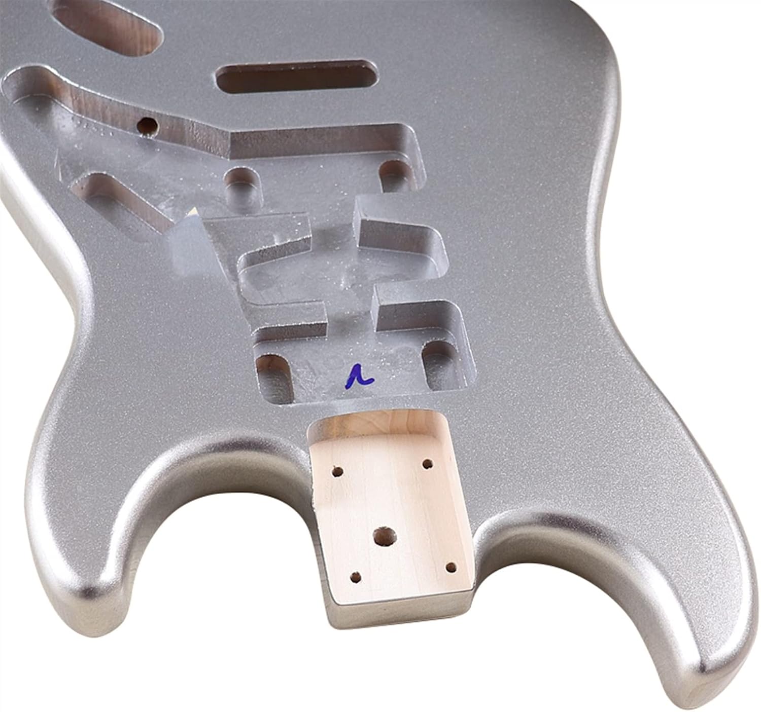 FLFL Electric Guitar Body Silver Color Guitar Body for Strat ST Electric Guitar Barrel Accessories Unfinished Guitar Kit