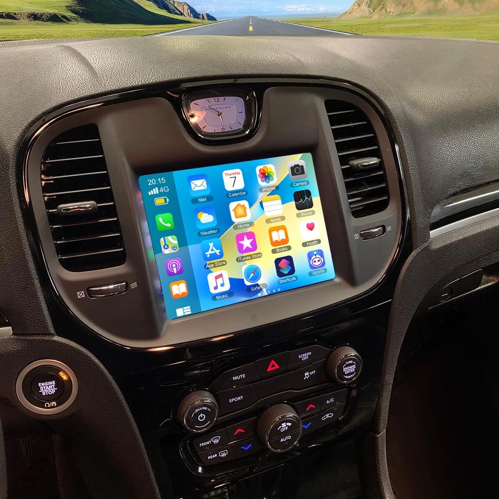 Android 14 Car Stereo for Chrysler 300C 2015-2021,8.4 Inch Double Din Car Radio with Carplay & Android Auto, in-Dash Navigation Radio with BT Mirror Link WiFi FM Radio & Backup Camera-4+64G