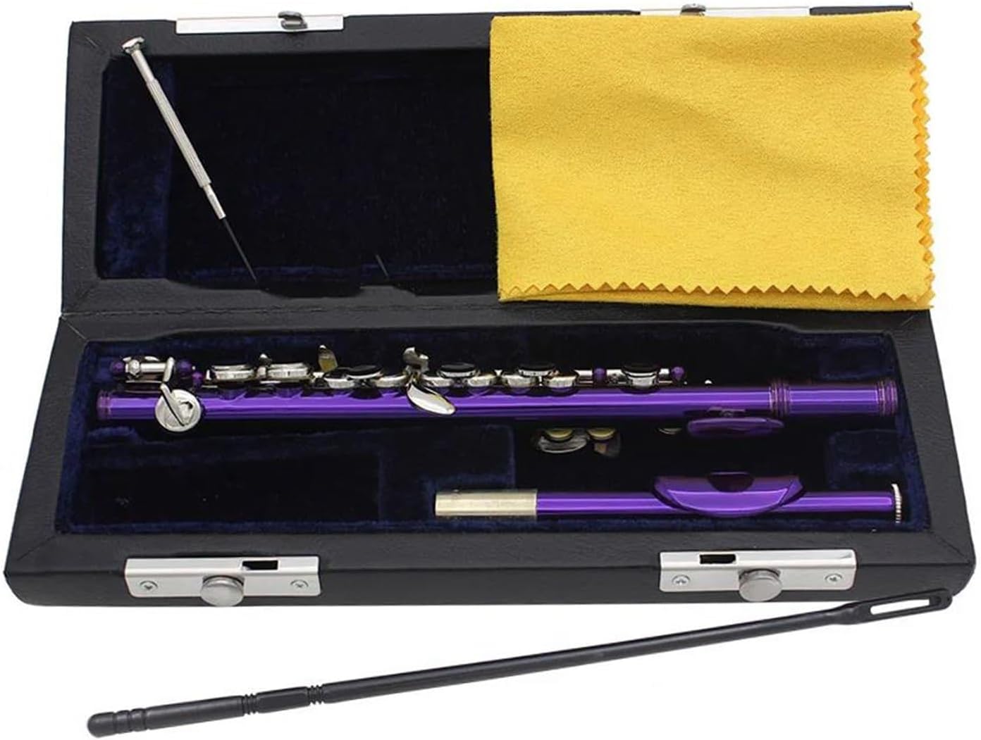 Professional Flute Purple Piccolo 16 Hole E Key Woodwind Instrument Half Flute White Copper Tube With Leather Box Musical Instrument