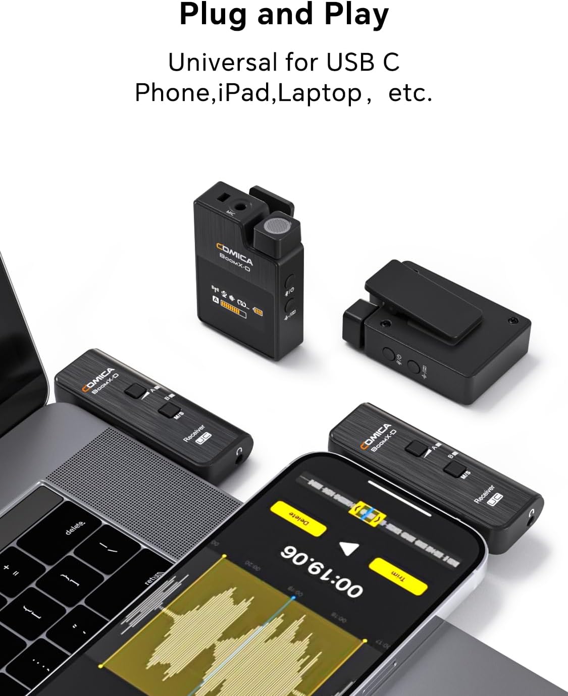 COMICA BoomX-D UC2 Wireless Lavalier Microphone for iPhone 15/16/17 Pro/Pro Max, Dual 2.4G USB-C Mic with 2 Transmitters, Lapel Mic for YouTube, Podcast, Facebook Live, Vlogging, Interview