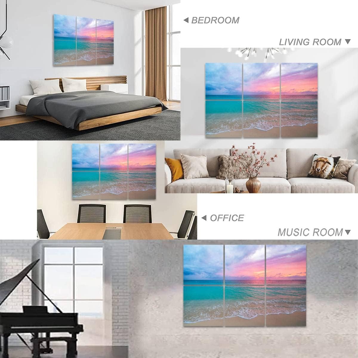 6 Pack Art Acoustic Panels Pink Sunset Soundproof Wall Panels Padding Decorative Sound Absorbing Panels 72