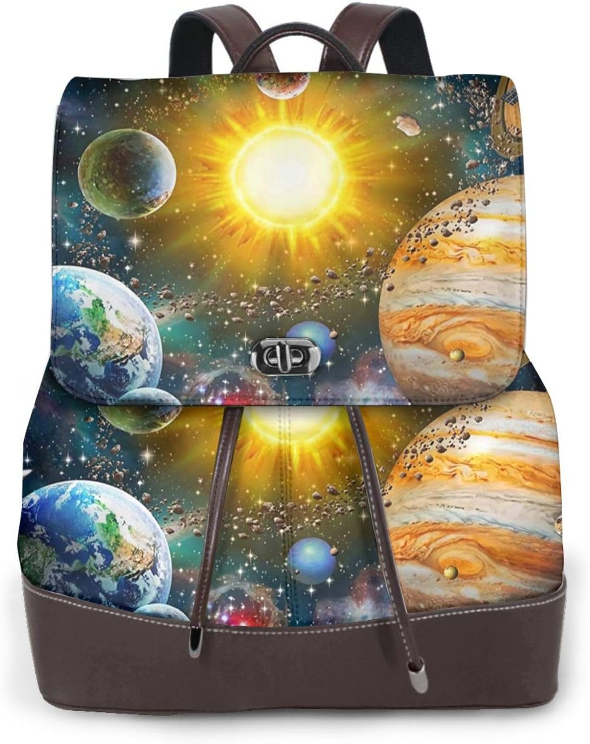 Space Planet for Womens Backpack Purse Microfiber PU Anti-theft Large Fashion Designer Travel Bag Ladies Shoulder Bags