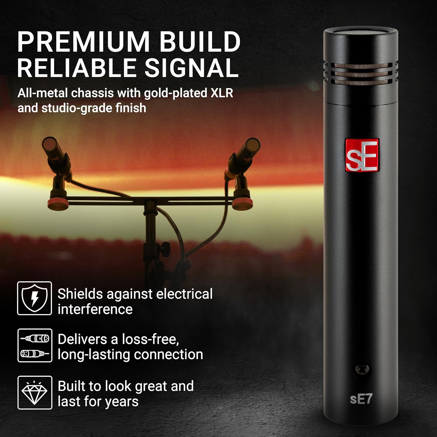 SE ELECTRONICS - sE7 Small Diaphragm Cardioid Condenser Microphone with Clip, Factory Matched Pair