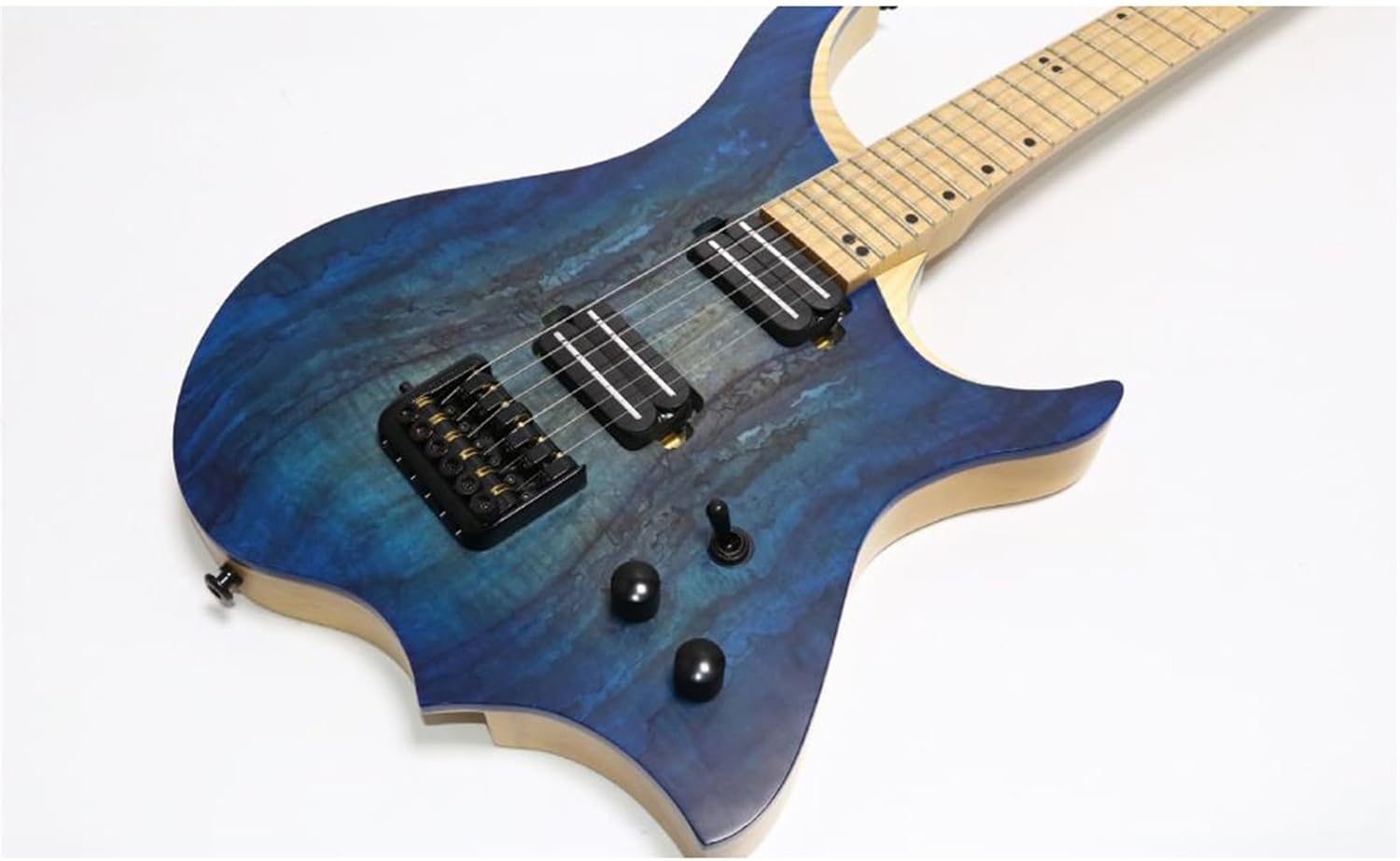 VENEKA Headless Electric Guitar 24-Fret Headless Electric Guitar Ash Wood Body Maple Fretboard with HH Pickups