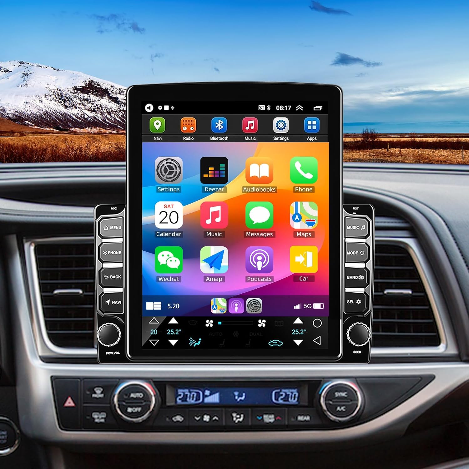 Car Stereo Radio for Toyota Highlander 2014-2019 with Wireless Carplay & Android Auto,9.7 Inch Car Audio Receiver GPS Navigation Unit with Bluetooth Head Unit Backup Camera WiFi SWC- 2G+32G