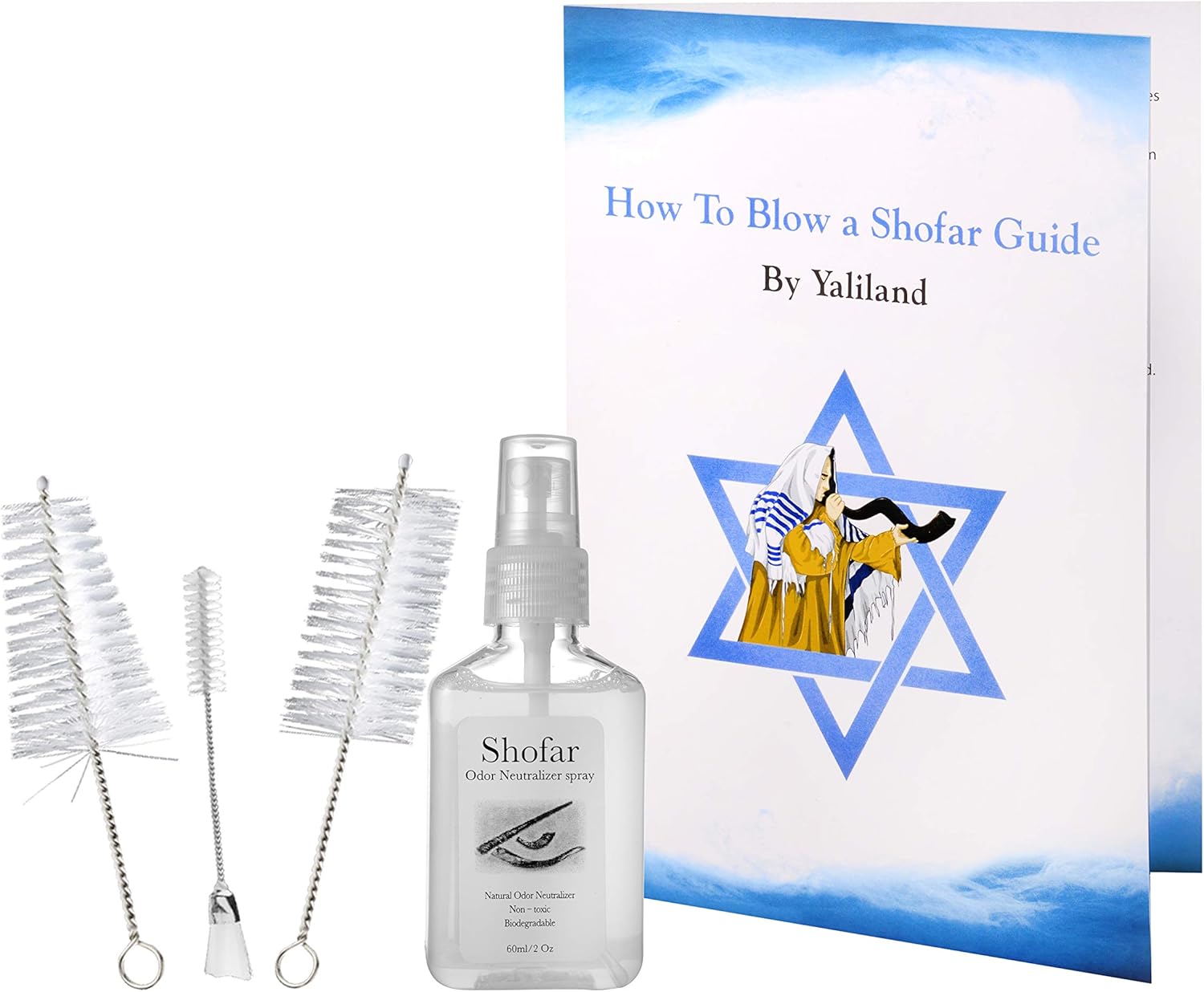 Yaliland Kosher Kudu Shofar Horn Set - Authentic & Revered Ceremonial Instrument (36-38