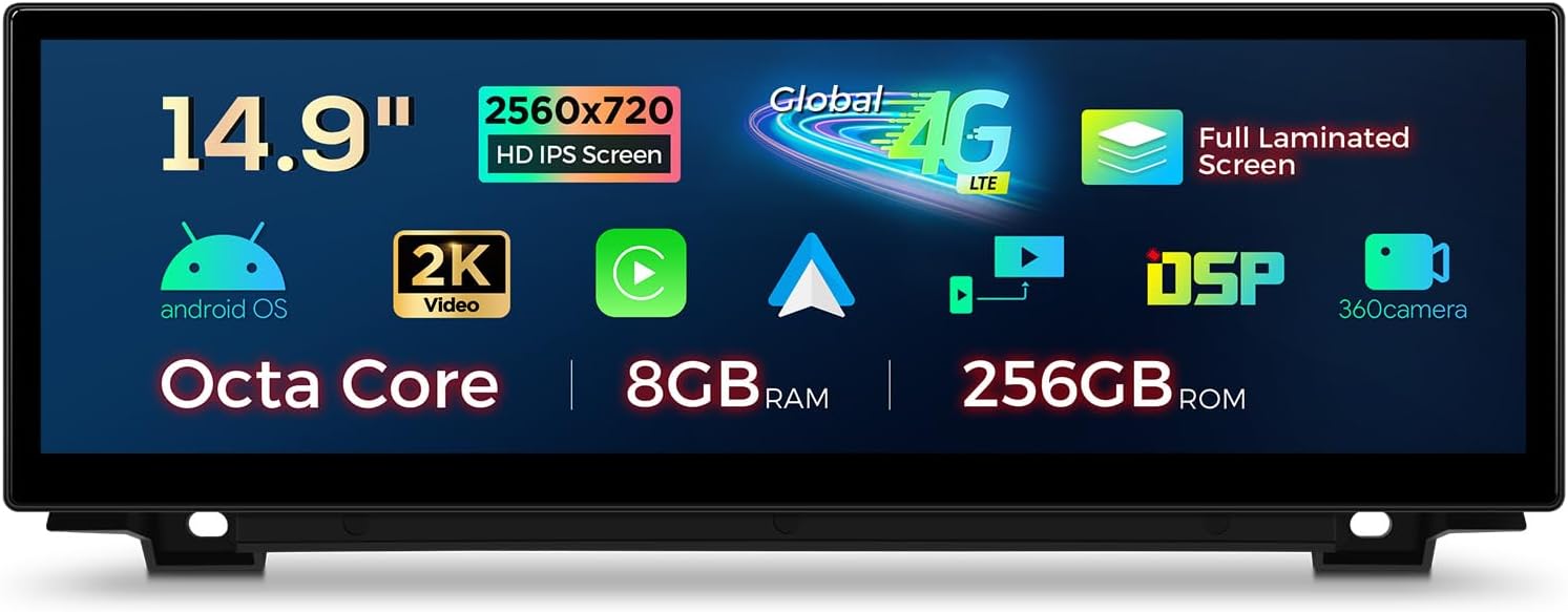 XTRONS 14.9 Inch Android 14 Car Stereo for BMW F10/F11 (2011-2012) CIC System, 2K IPS Touch Screen 8+256GB Global 4G Car Radio GPS Navigation Support Wireless CarPlay Android Auto