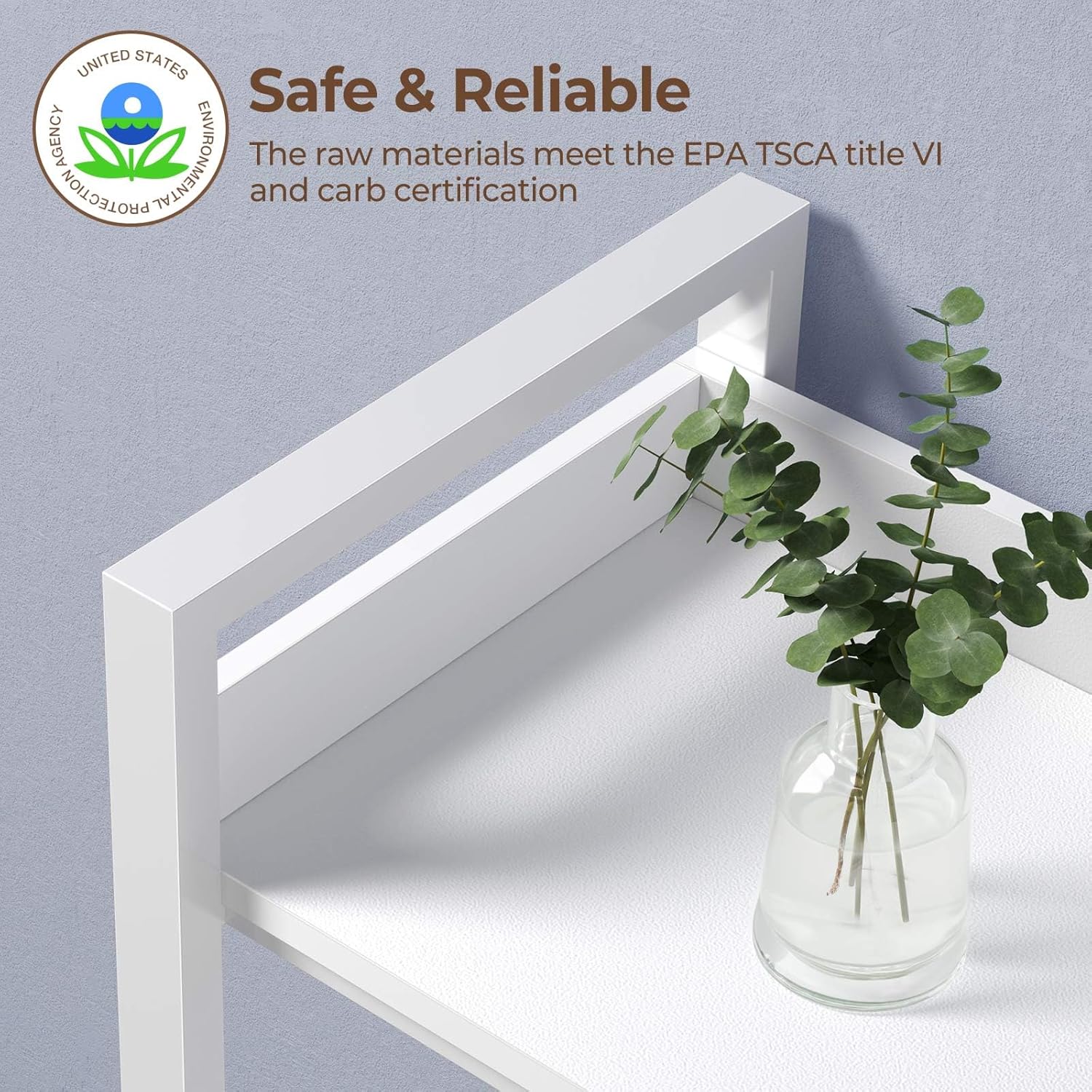 Rolanstar Bookshelf 6 Tier with 4 Hooks, Reversible Corner Bookshelf, 69