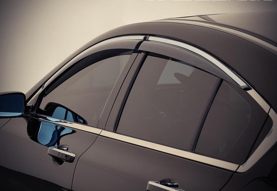 WellVisors Window Visors Wind Deflectors Compatible with Acura 2009-2014 TL Sedan with Chrome Trim Rain Guards 3-847AC006