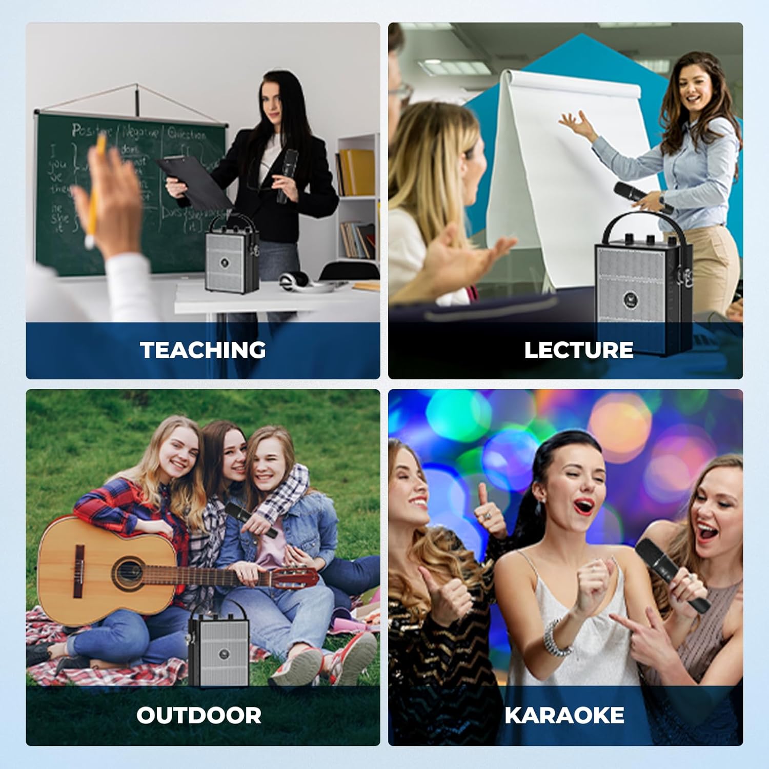 Wireless Voice Amplifier with Handheld Microphone, Portable Bluetooth Speaker Microphones for Teachers & Events, Wireless Karaoke Mic for Singing, PA System with Echo & Sound Effects S98 Pro