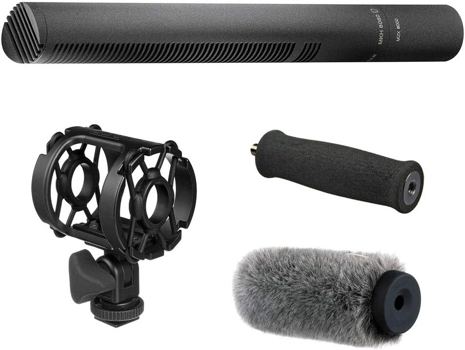 Sennheiser MKH 8060 Pro Audio Condenser Microphone with Mic Shockmount, Mic Pistol Grip & 12cm Windshield Bundle