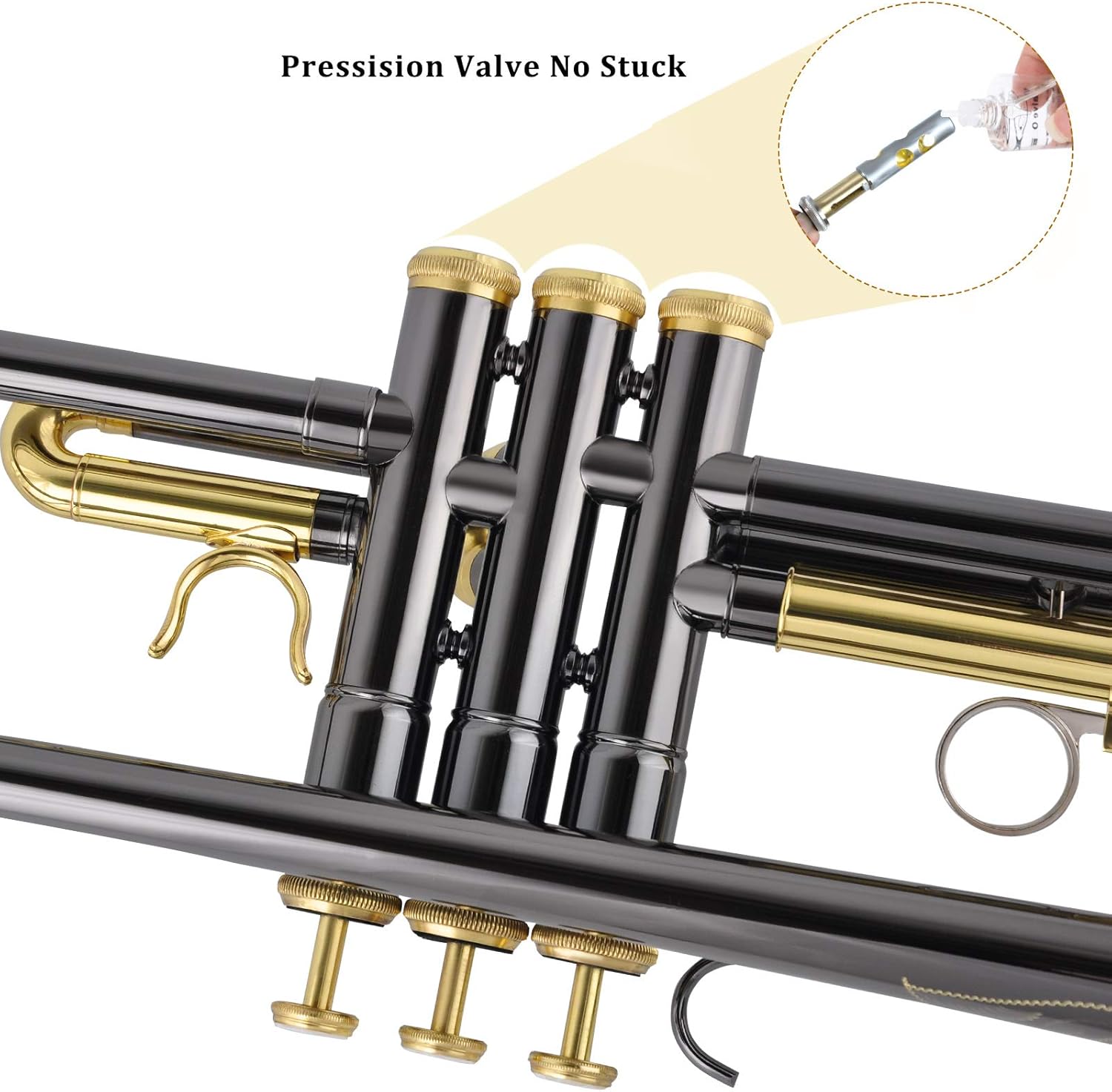 EASTROCK Bb Trumpet Standard Trumpet Set with Carrying Case,Gloves, 7C Mouthpiece, Cleaning Kit, Tuning Rod, Black Nickel,Hand Carved Craft