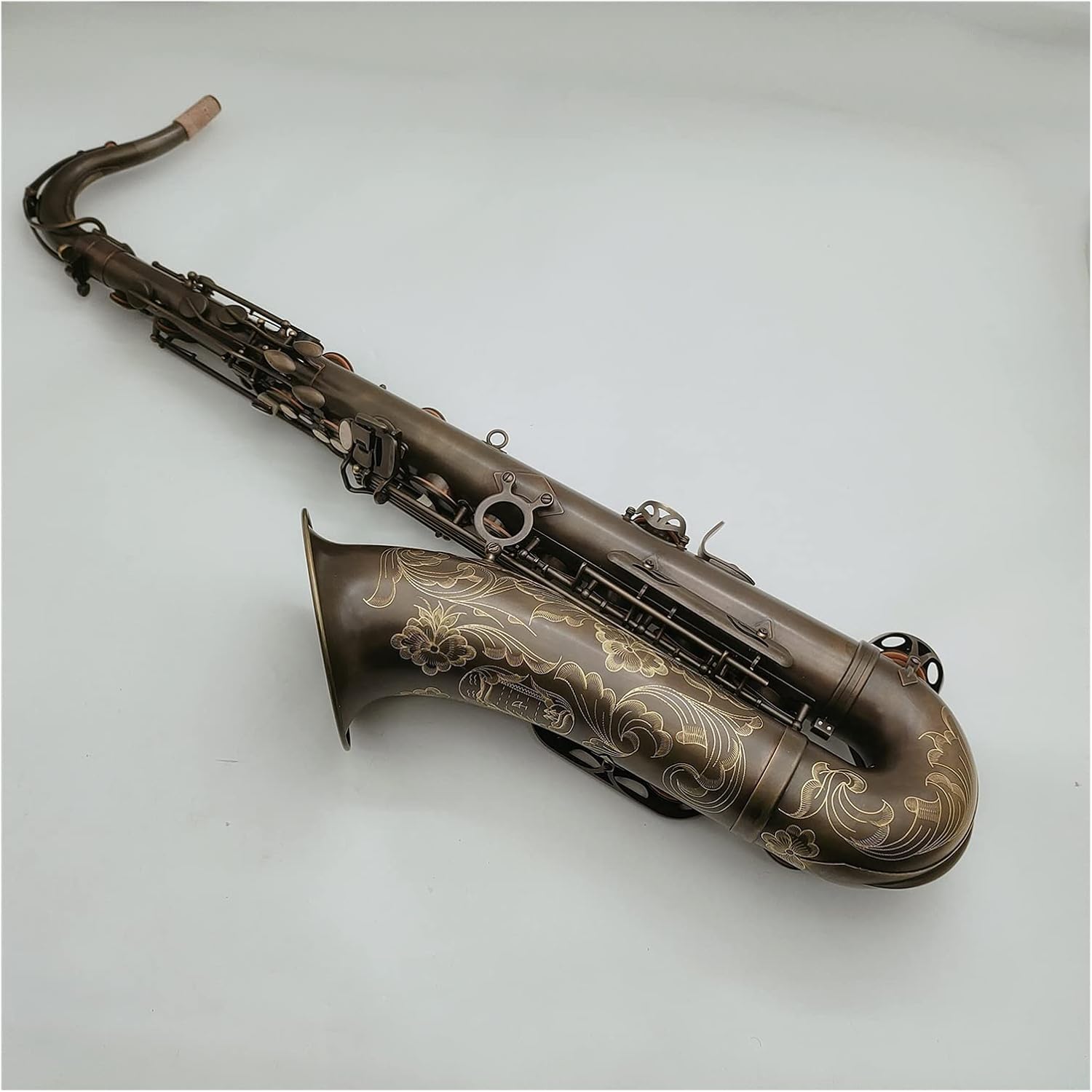 Tenor Saxophone Bb Tune Antique Copper Woodwind Instrument with Case Mouthpiece Student Saxophone (Color : Light Grey)