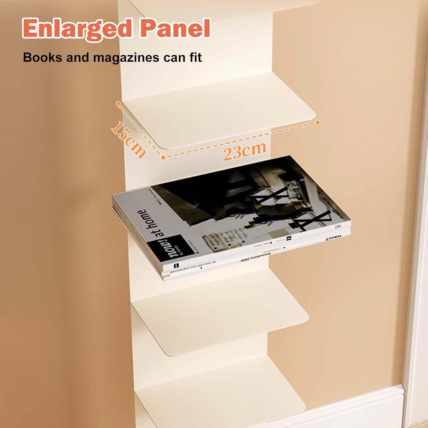 Invisible Floating Bookshelf, Metal Vertical Spine Book Tower for Bedroom/Living Room/Office, Open Storage Organizer Shelves Freestanding(White,6-Tier 107cm (42 1/8