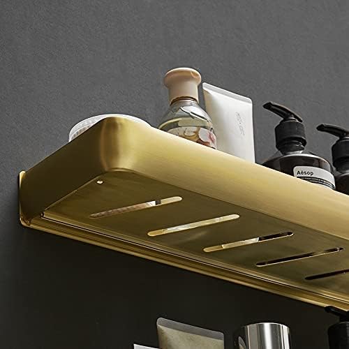 Shower Shelves Bathroom Shelf Bath Shower, Bathroom Corner Shelf Wall Mounted Kitchen Storage Holder Bathing Accessories (Color : Shelf with Hook 40cm)