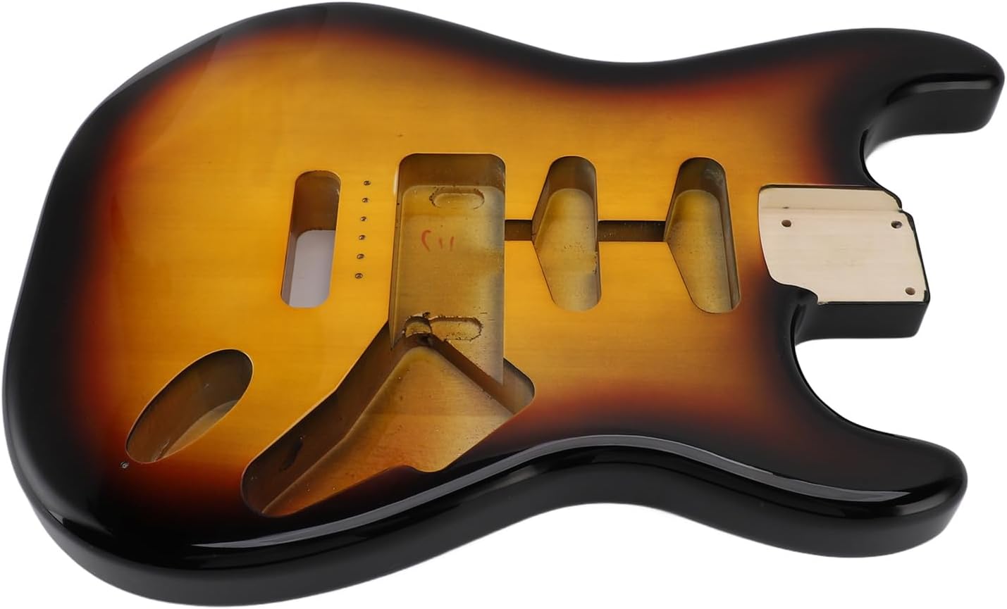 Aramox HSH ST Electric Guitar Body, Poplar Wood Construction, Sunburst Finish, Ideal for Telecaster and Stratocaster DIY Projects