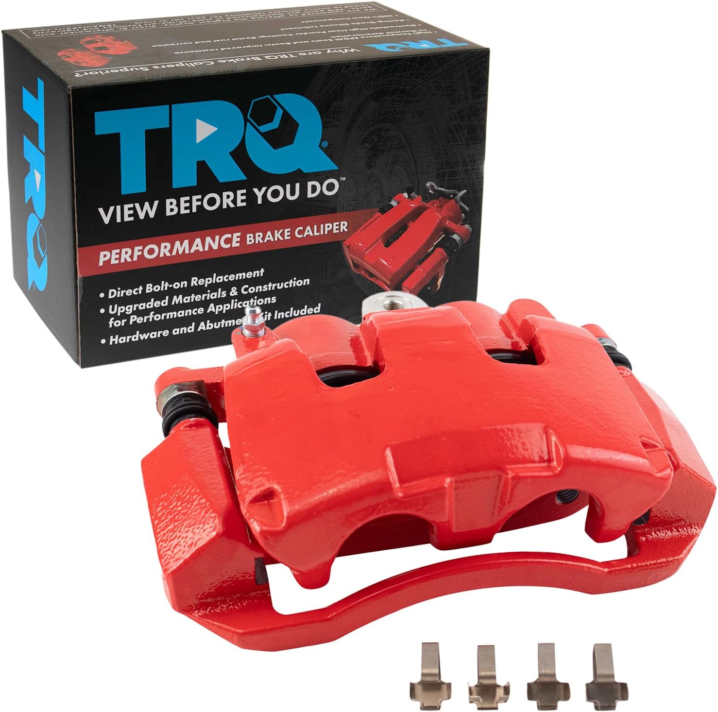 TRQ Front Left Brake Caliper w/Bracket Performance Red Drivers Side Compatible with 2005-2008 Dodge Dakota 2006-2008 Ram 1500 2006-2009 Mitsubishi Raider