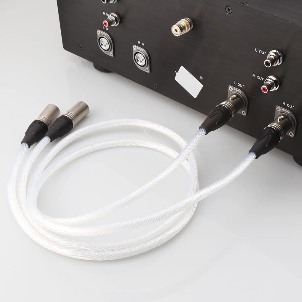 HiFi XLR Cable Hi-end Pure Silver Plated 5N OCC Cable HiFi 2 XLR Male to 2 XLR Female Cable Balance line (Length : 2m)