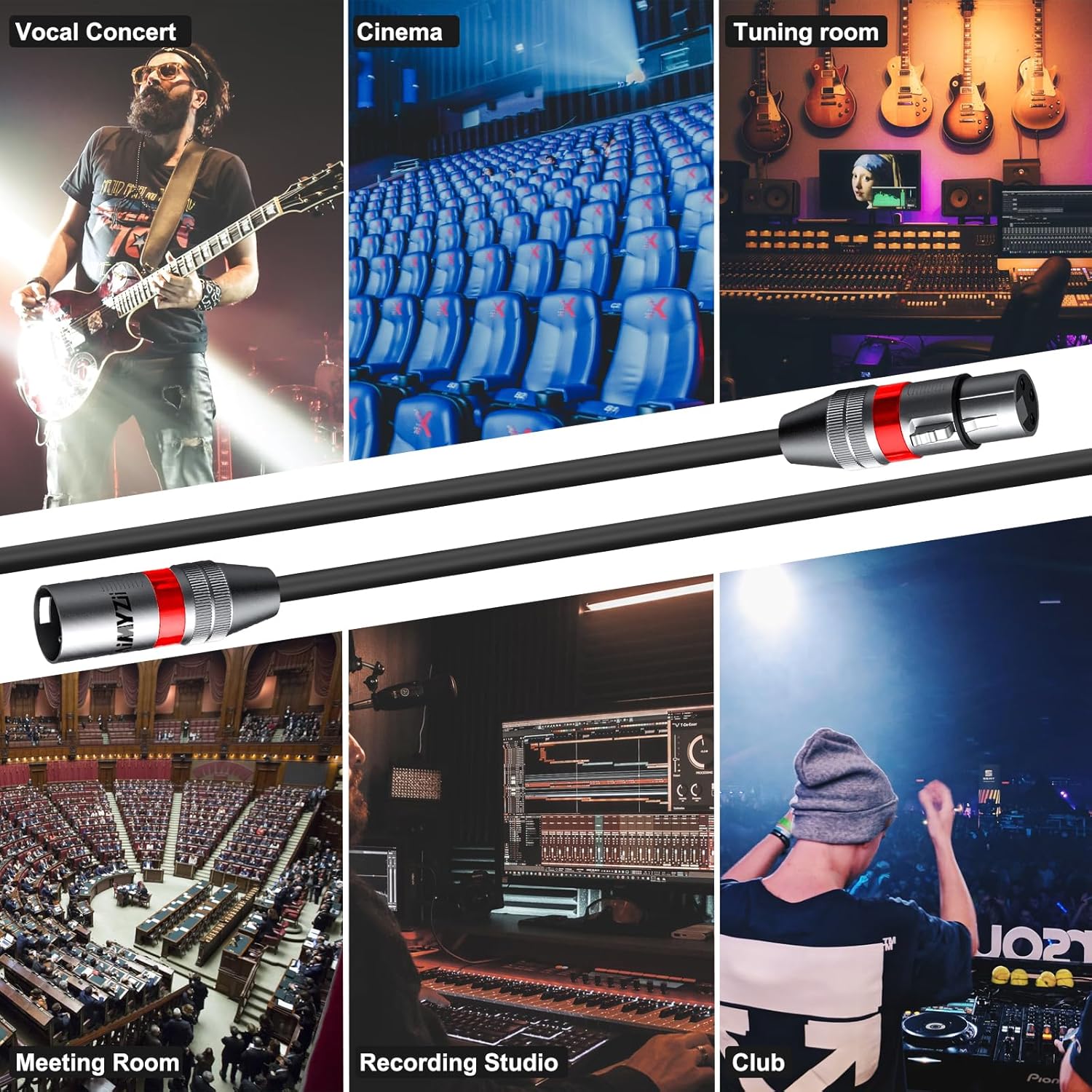 XLR Cable Microphone Cable 100 Feet 2 Pack Premium Balanced Mic Cable Pure Copper Conductors Heavy Duty Male to Female 3 Pin XLR Microphone Cable Zinc Alloy Connectors with Metal Spring