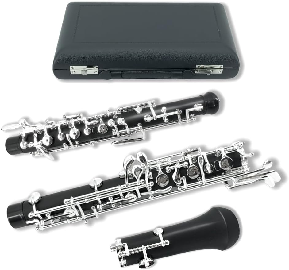 Yinfente Professional Oboe Ebonite C Key Left F Resonance Semi-Automatic Woodwind Instrument With Oboe Accessories
