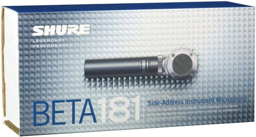 Shure BETA 181/BI Ultra-Compact Small-Diaphragm Side-Address Versatile Condenser Microphone for Instruments with Interchangeable Polar Pattern Capsule Options, 3-pin XLR Connector - Bidirectional