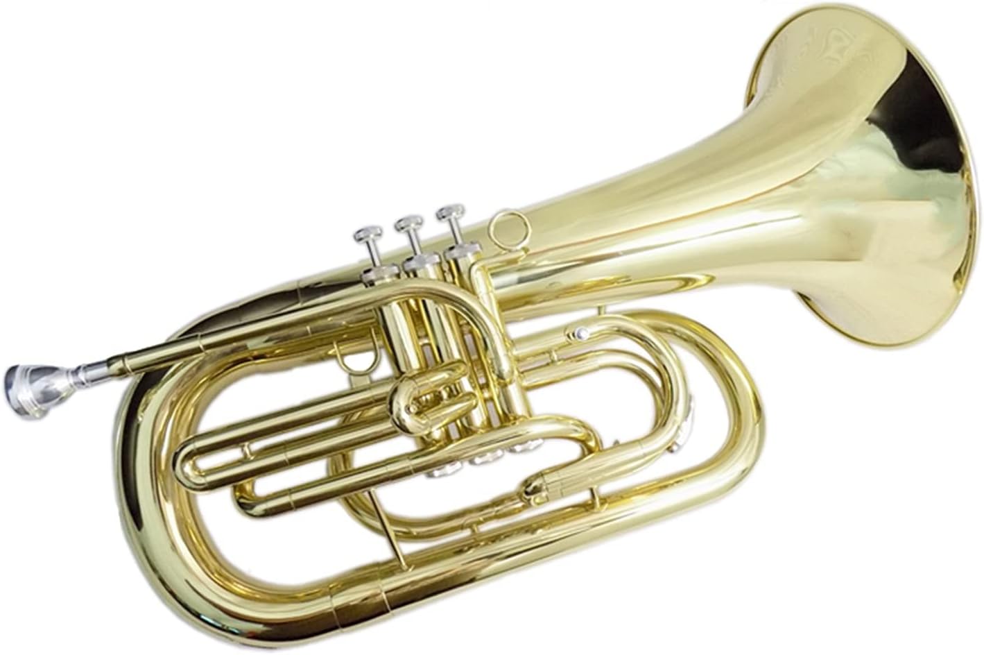FLFL Student Trumpet Bb Marching Euphonium Musical Instruments with Case and Mouthpiece Yellow Brass Body Lacquer Finishes