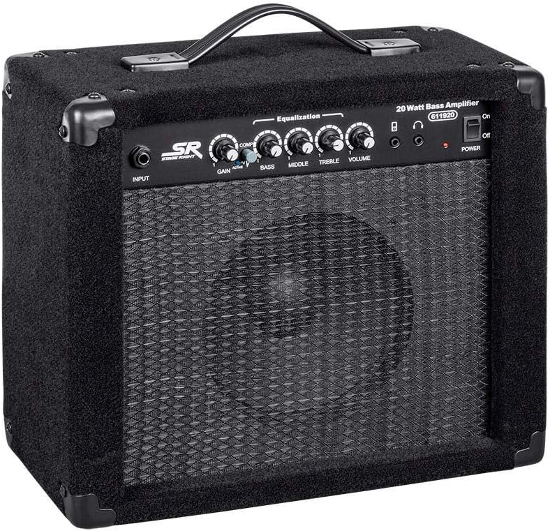 Monoprice 1x8 Bass Combo Amplifier, 20-Watt, 3-Band EQ, Headphone Output