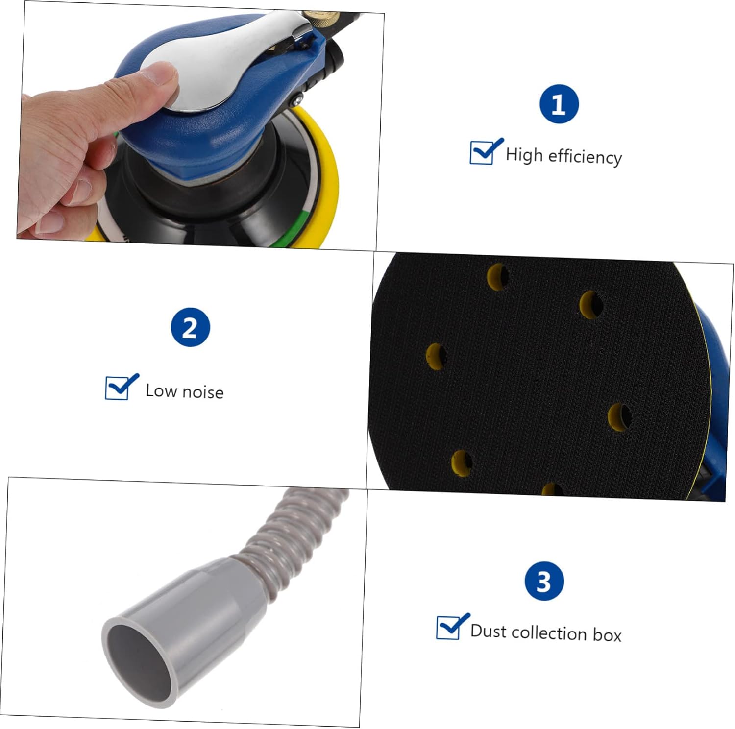 2sets Pneumatic Sanding Machine Air Polisher for Versatile Grinding Tool Dust Extraction for Projects and Auto Detailing