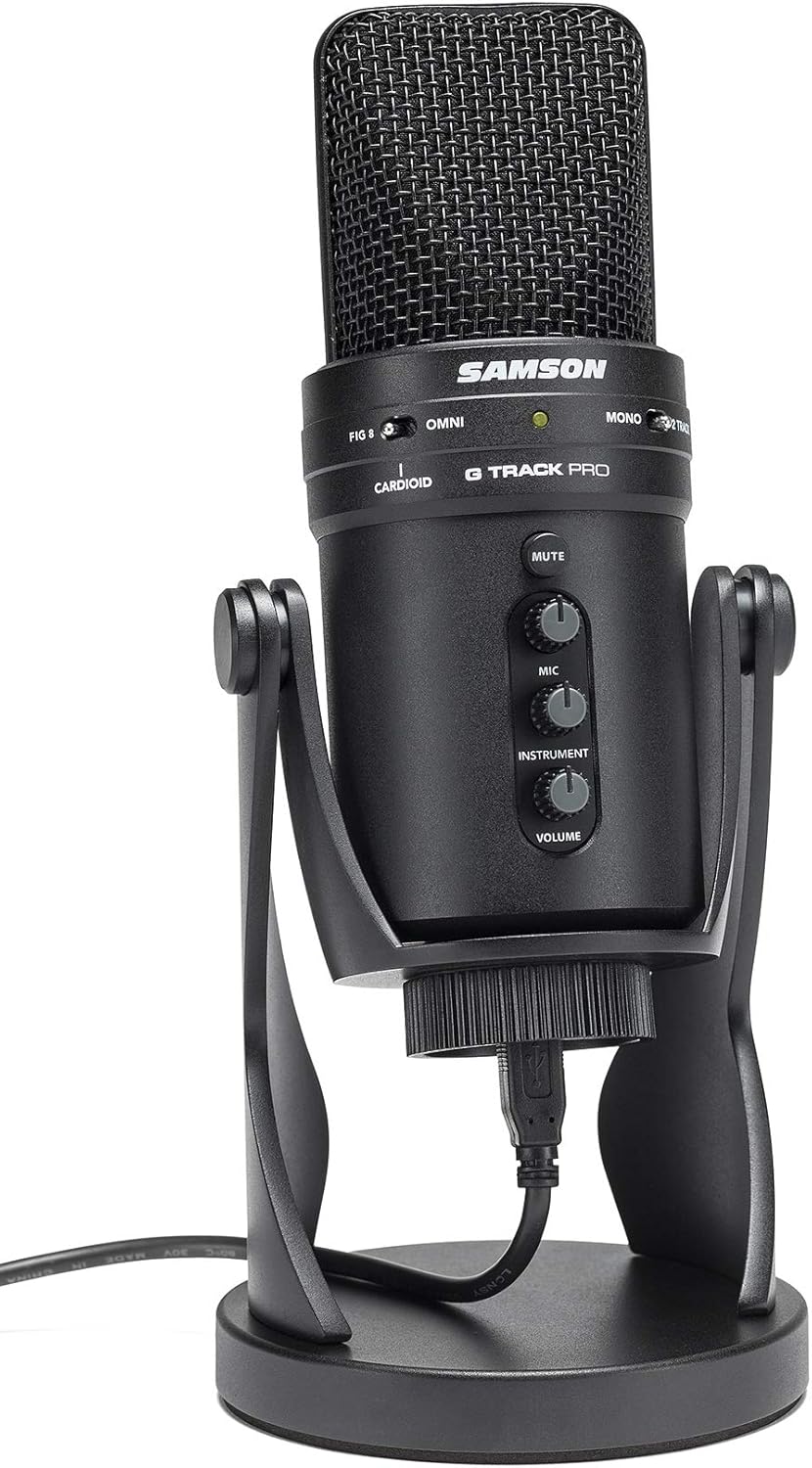 Audiosavings Bundle: Samson G-Track Pro Studio USB Condenser Microphone Mic+Built in Audio Interface Bundle with Audio Technica Boom Arm for USB Microphone Recording/Streaming Computer Mics (2 Items)