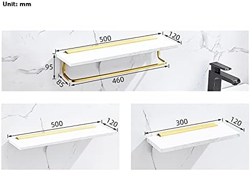 Shower Shelves Shower Room Shelf, Golden Bathroom Front Shelf, Marble Wall Mount Towel Rack Bathing Accessories (Color : 40CM White)