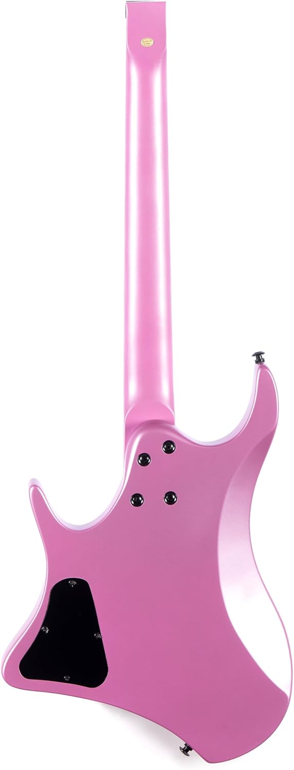 Grote Headless Electric Guitar Solid Mahogany Body Canadian Maple Neck Model GRHL-03 (Pink)