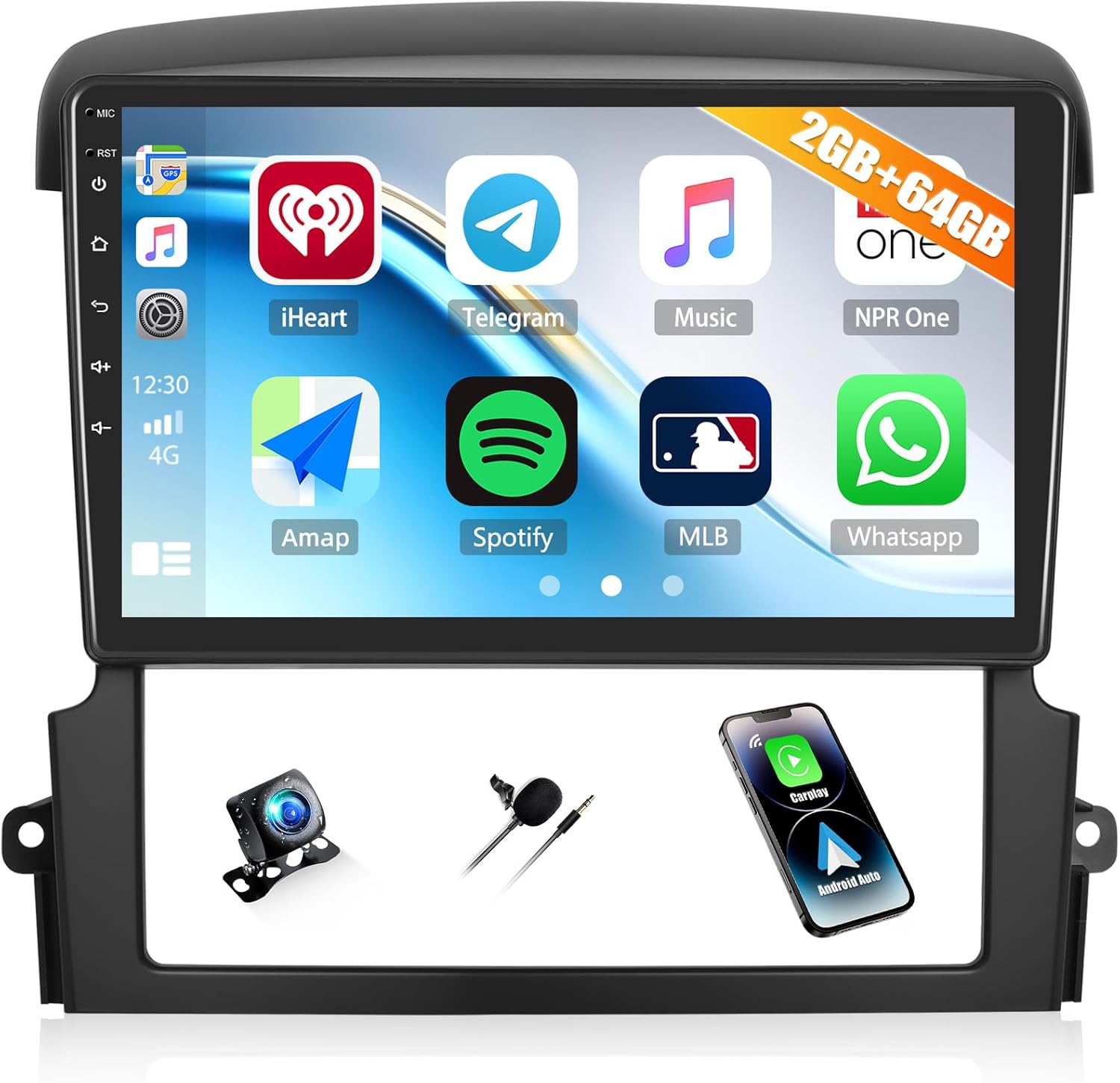 CAMECHO 2G+64G Android Car Stereo for Kia Sorento 2004-2008 with Wireless CarPlay Android Auto 9