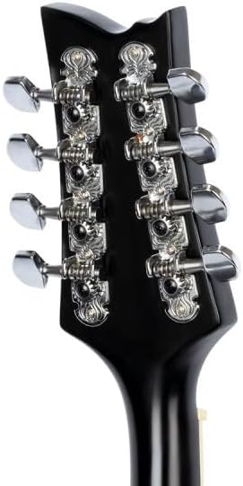 Ortega Guitars, 8-String A-Style Series Left-Handed Acoustic-Electric Mandolin w/Bag, White,Chrome,Bronze, Voll (RMAE40SBK-L)