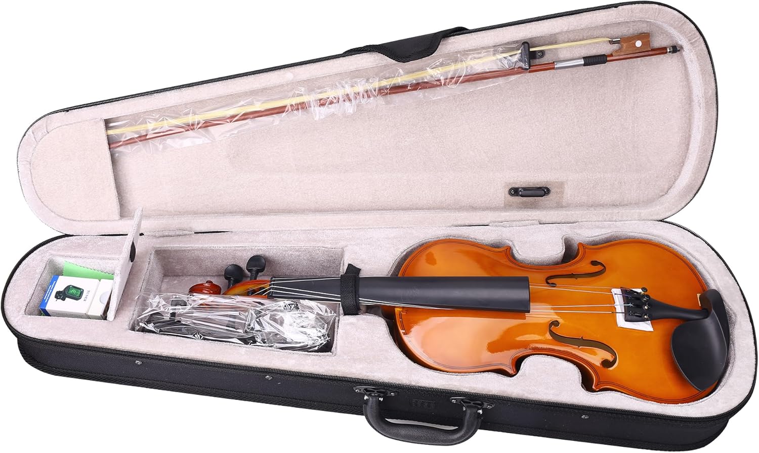 NANYI Size 4/4 beginner first violin Set, Natural Solid Wood Beginner Violin with Shoulder Rest, Rosin, Bow, Case, and Bridge, Stringed Musical Instruments Violin Music Hobby