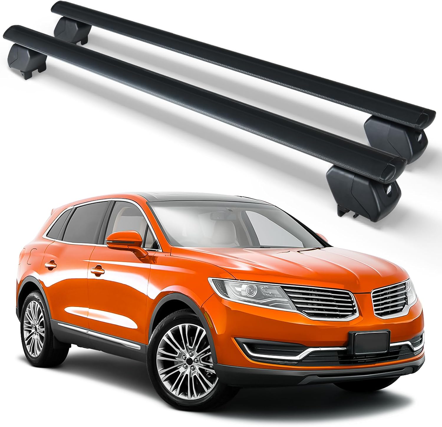 Heavy Duty 300 LBS Roof Rack Cross Bars Compatible with 2016 2017 2018 2019 2020 Lincoln MKX with Side Rails, Adjustable & Lockable Cargo Carrier Rooftop Luggage Crossbars Fit for Cars SUVs