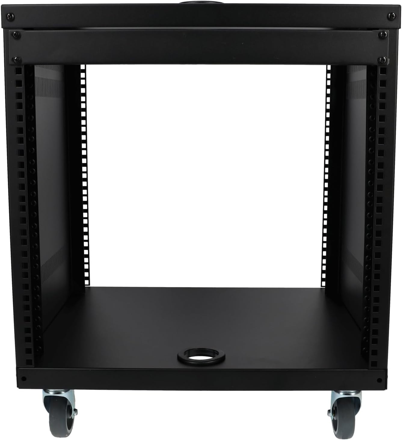 Rockville RR10U 10U Live Sound/Recording Studio Rack Case with Wheels, Reversible Rack Rails, Front & Rear Mounting, Cable Management Ports, 440lb Capacity