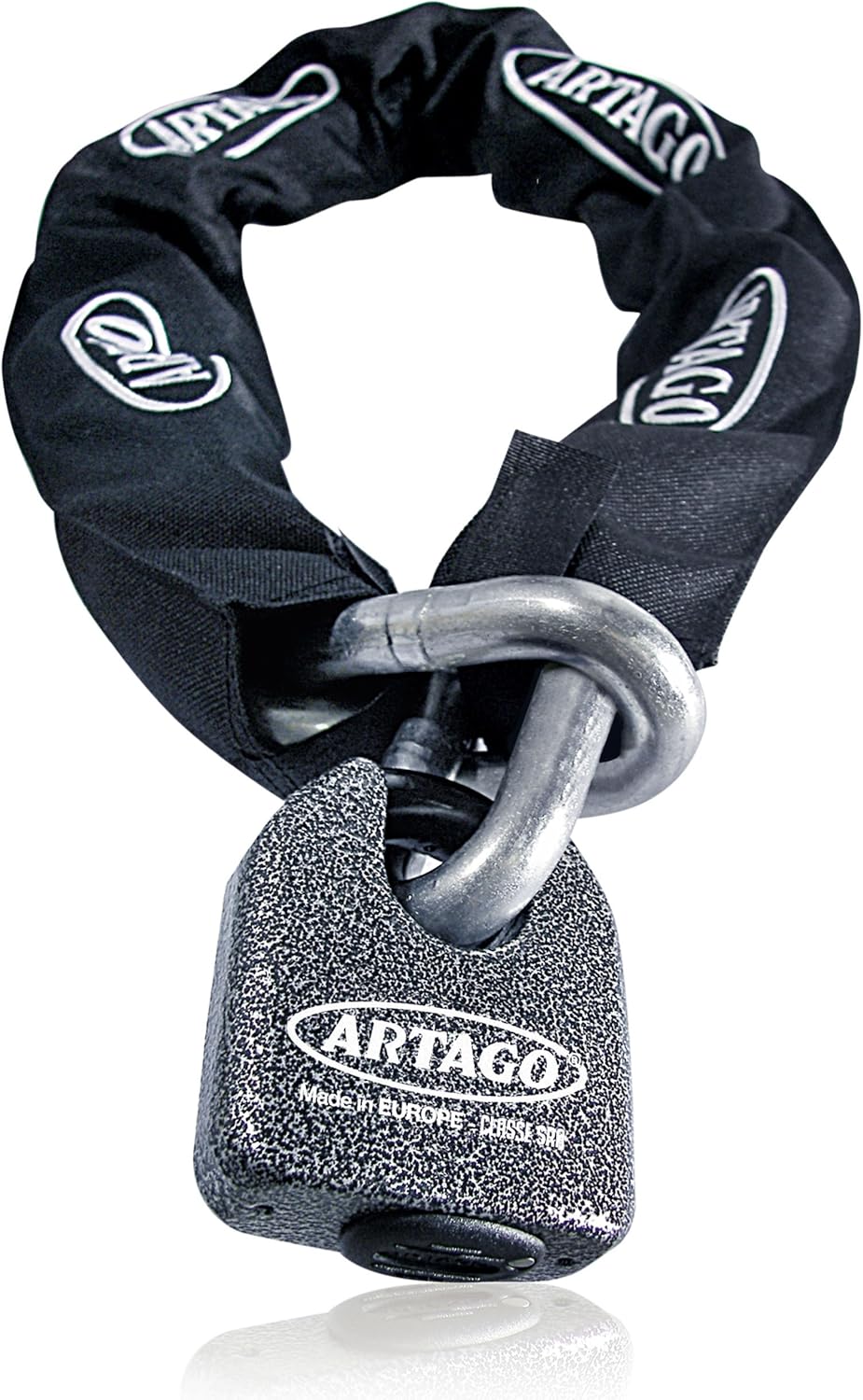 Artago 68T150 Maximum Security Motorcycle Chain Lock, Sold Secure Gold Approved, ø15 150cm/4,92ft, Bunker Selection, Forged Steel MONOBLOK Padlock, Anti Theft Heavy Duty Chain Lock for Moto Scooter