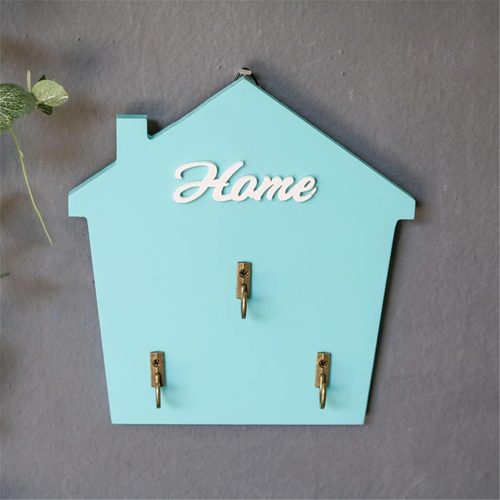 Retro Wooden Key Cabinet Wall Mounted Shelf Storage Box Creative Household Sorting Debris Decoration(Blue)