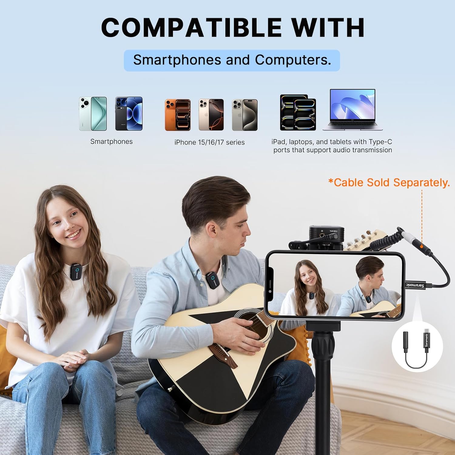 Saramonic Blink 500 T4 4-Person Wireless Lavalier Microphone, 2.4GHz, 328ft Range, 4 Transmitters & 1 Receiver, 24-Bit Sound, for DSLR, Camcorder, Smartphone, YouTube, Interview, Podcast