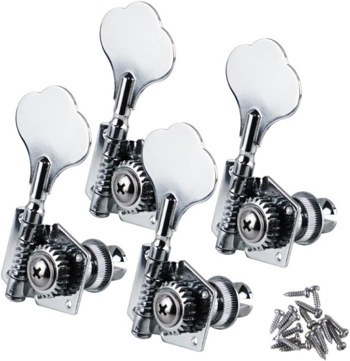 for Right-Handed 4 Strings Bass 4pcs Vintage Open Bass Tuning Keys Pegs Machine Heads Tuners Chrome Guitar Machine Head Tuners