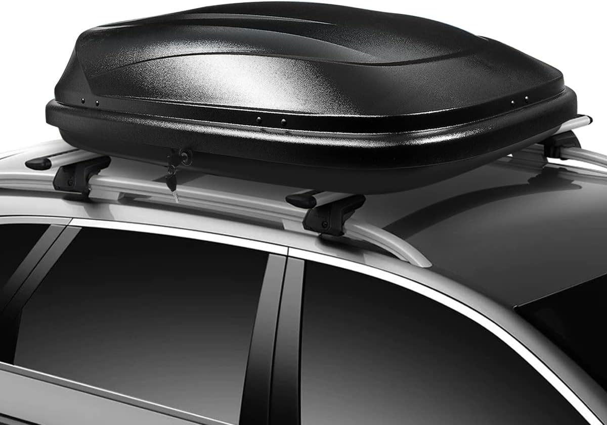 DNA MOTORING Rooftop Cargo Box Carrier Lockable Heavy Duty Car Top Storage Case, Capacity 110 Lbs, 53