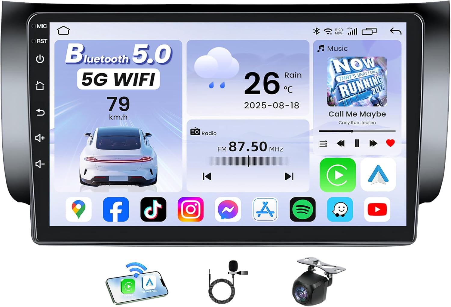 4Core 64GB ROM Car Radio for Nissan Sentra 2013-2019: 10.1 Inch 1280x800 IPS Touch Screen Car Stereo Upgrade with Wireless Carplay & Android Auto Support Bluetooth GPS FM 1080P Backup Camera SWC