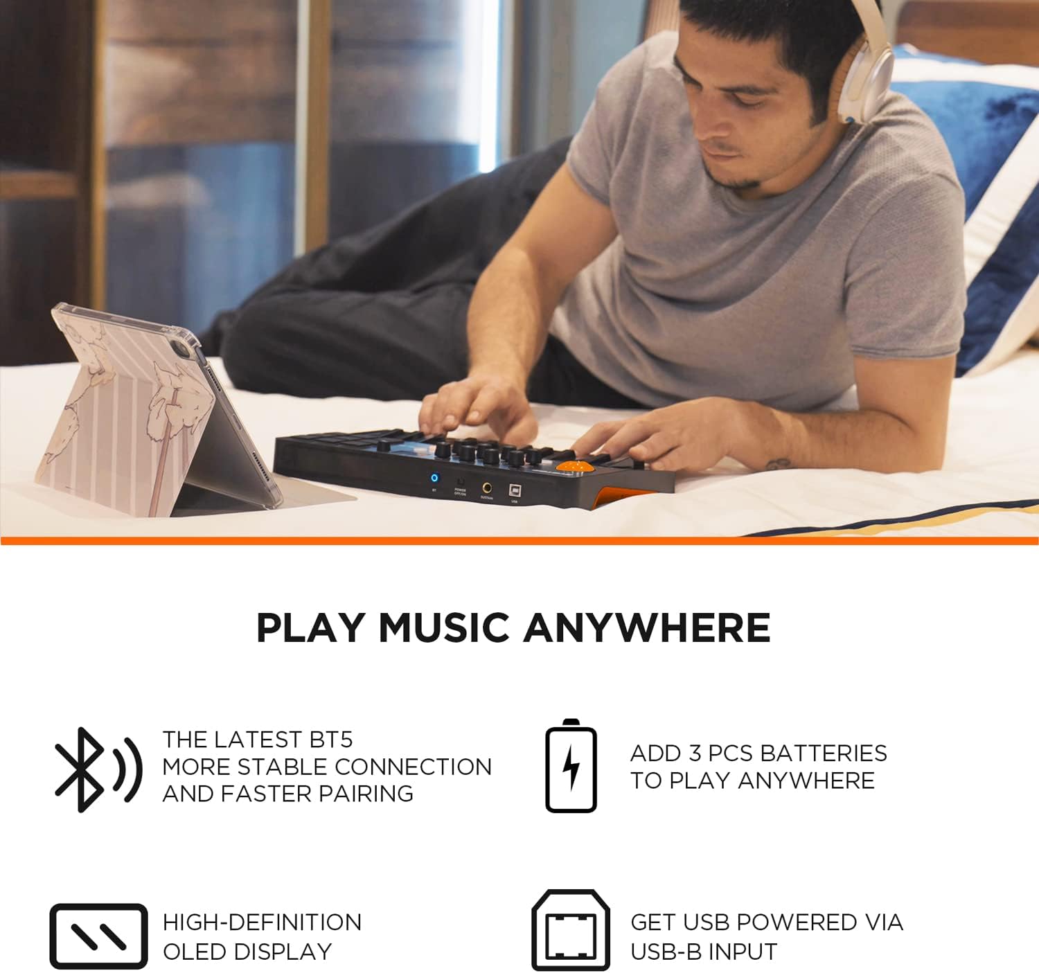 EMP16 Bluetooth MIDI Beat Pad + EMK-25 USB MIDI Keyboard Contoller Bundle