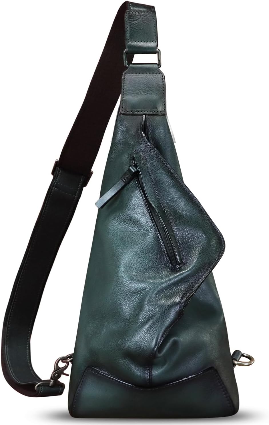 Genuine Leather Sling Bag for Men and Women Vintage Full Grain Leather Sling Purse Chest Daypack Over Shoulder Crossbody Bag (Gray)